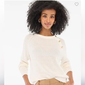 JCrew Button raglan crewneck sweater